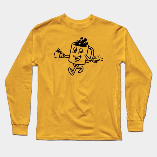 Coffee & Finger Guns Long Sleeve T-Shirt by Hollowood Design